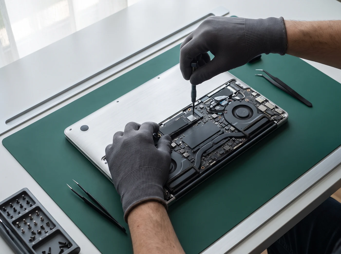 Illustration d’une intervention sur un ordinateur portable